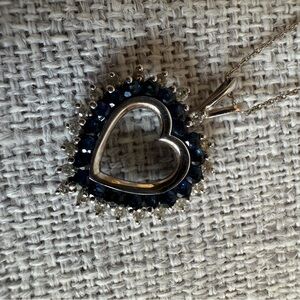 Elegant Silver and Blue Heart Pendant Necklace
